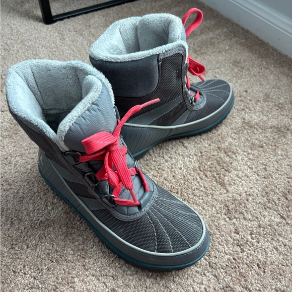 Sorel Tivoli II Waterproof Winter Lace Up Boots Gray Pink - Picture 4 of 7